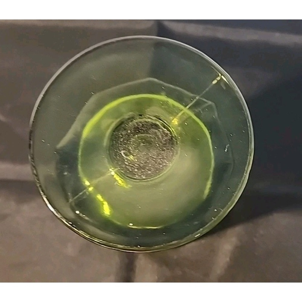 Colony Nouveau Green Glass Goblet 1970's Footed - Picture 4 of 5